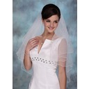 Véus na altura dos cotovelos Tule Duas camadas Borda frisada Véus de casamento com Corte angelical/ Cascata (006020350)