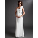Império Um ombro Vestidos longo Chifon Vestido de madrinha com Pregueado fecho de correr (007016719)