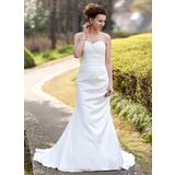 Tubino A cuore Sweep treno Taffeta Abito per matrimonio con Increspature (002000490)