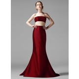 Mermaid Strapless Sweep Train Taffeta Bridesmaid Dress With Ruffle Sash (007004198)
