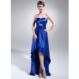 Empire Sweetheart Asymmetrical Charmeuse Evening Dress With Beading Sequins (017014988)
