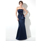 A-Line/Princess Strapless Sweep Train Satin Oscar Style Dresses With Ruffle  Sash (028005020)