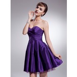 A-Line/Princess Sweetheart Short/Mini Taffeta Tulle Homecoming Dress With Ruffle (022021072)