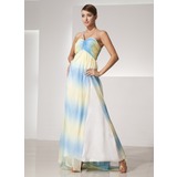 Empire One-Shoulder Sweep Train Chiffon Holiday Dress With Ruffle (020014456)