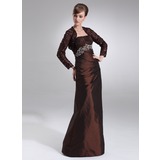 Tubo Sem alça Vestidos longo Tafetá Vestido para a mãe da noiva com Pregueado Beading (008021716)