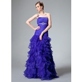 Mermaid Strapless Floor-Length Organza Prom Dress With Ruffle Beading (018021128)
