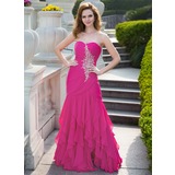 Mermaid Sweetheart Floor-Length Chiffon Prom Dress With Ruffle Beading (018024656)