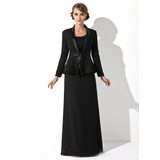 Sheath Scoop Neck Floor-Length Chiffon Mother of the Bride Dress (008005947)