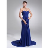 Empire Sweetheart Court Train Chiffon Bridesmaid Dress With Ruffle (007022517)