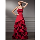 A-Line/Princess Floor-Length Satin Bridesmaid Dress With Ruffle Beading (007001762)