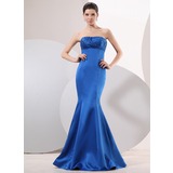 Mermaid Strapless Floor-Length Satin Evening Dress With Ruffle Beading (017014051)