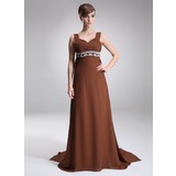 Empire Sweetheart Watteau Train Chiffon Mother of the Bride Dress With Ruffle Beading (008005668)