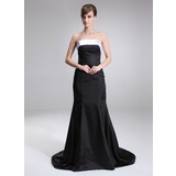 Mermaid Strapless Court Train Charmeuse Oscar Style Dress With Sash (028004028)
