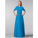 A-Line/Princess Strapless Floor-Length Chiffon Mother of the Bride Dress (008025143)