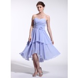 A-Line/Princess Sweetheart Asymmetrical Chiffon Bridesmaid Dress With Ruffle Flower(s) (007026264)