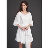 A-Line/Princess Cowl Neck Knee-Length Chiffon Homecoming Dress With Sash (022011306)
