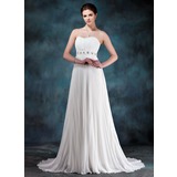 Empire Sweetheart Sweep Train Chiffon Wedding Dress With Ruffle Beadwork Sequins (002012199)