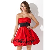 Imperium Stroppløs Mini Taft Ballkjole med Brodert Frynse Sash Beading (022004641)