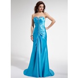 Sheath Sweetheart Court Train Charmeuse Prom Dress With Ruffle Beading Sequins (018004829)