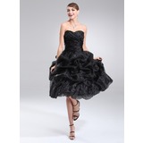 A-Line/Princess Sweetheart Tea-Length Organza Homecoming Dress With Ruffle (022021295)