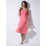 Empire Strapless Asymmetrical Chiffon Charmeuse Bridesmaid Dress With Ruffle Beading (007001106)
