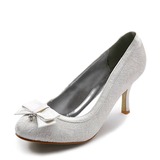 Pizzo Raso Tacco a spillo Punta chiusa Stiletto Scarpe da sposa con Con fiocchi strass Pizzo (047005034)