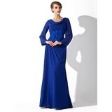 Sheath Cowl Neck Floor-Length Chiffon Mother of the Bride Dress With Lace (008006015)