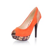 Velvet Fabric Stiletto Heel Peep Toe Platform Pumps With Tassel (085024026)