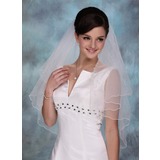 Elbow Veils Tulle Two-tier Beaded Edge Wedding Veils With Angel Cut/Waterfall (006020350)