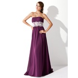 Empire Strapless Sweep Train Chiffon Prom Dress With Ruffle Lace Beading (018005060)
