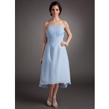 Empire Strapless Asymmetrical Chiffon Bridesmaid Dress With Ruffle (007001802)