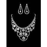 White Rhinestone Two Piece Ladies' Fine Design Wedding Jewelry Set (011011959)