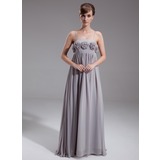 Empire Floor-Length Chiffon Maternity Bridesmaid Dress With Flower(s) (045024294)
