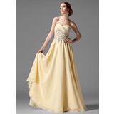 A-Line/Princess Sweetheart Floor-Length Chiffon Prom Dress With Ruffle Beading (018004901)