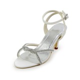 Satin Cone Heel Slingbacks Sandals Wedding Shoes With Rhinestone (047026401)