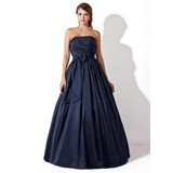 Ball-Gown Strapless Floor-Length Taffeta Prom Dress With Ruffle (018005046)