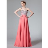 A-Line/Princess Sweetheart Floor-Length Chiffon Prom Dress With Beading Sequins (018012850)