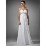 Empire Sweetheart Court Train Chiffon Wedding Dress With Ruffle (002004156)