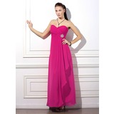 A-Line/Principessa A cuore Al pavimento Chiffon Abiti da sera con Increspature Perline (017012862)
