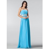 A-Line/Princess Strapless Floor-Length Chiffon Prom Dress With Ruffle Beading (018005216)
