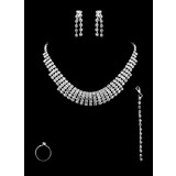 skinnende Rhinestone v krave halskæde og øreringe sæt (011010417)
