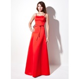 A-Line/Princess Sweetheart Floor-Length Satin Prom Dress With Beading (018002818)