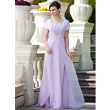 A-Line/Princess Square Neckline Floor-Length Chiffon Mother of the Bride Dress With Ruffle Beading Sequins (008024570)