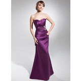 Sheath Scalloped Neck Floor-Length Satin Evening Dress With Ruffle Beading (017014677)