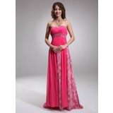 Empire Sweetheart Sweep Train Chiffon Lace Prom Dress With Ruffle Beading (018016893)