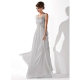 A-Line/Princess Scoop Neck Floor-Length Chiffon Prom Dress With Ruffle Beading (018005096)