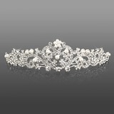 Silver Alloy Rhinestone And Pearl Cutout Heart Bridal Tiara(042008193)