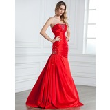 Mermaid Strapless Floor-Length Taffeta Evening Dress With Ruffle Beading (017021070)