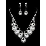 White Rhinestone Ladies' Jewelry Set Including Necklace And Earrings(011012946)