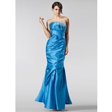 Mermaid Scalloped Neck Floor-Length Satin Prom Dress With Ruffle Beading Sequins (018005222)